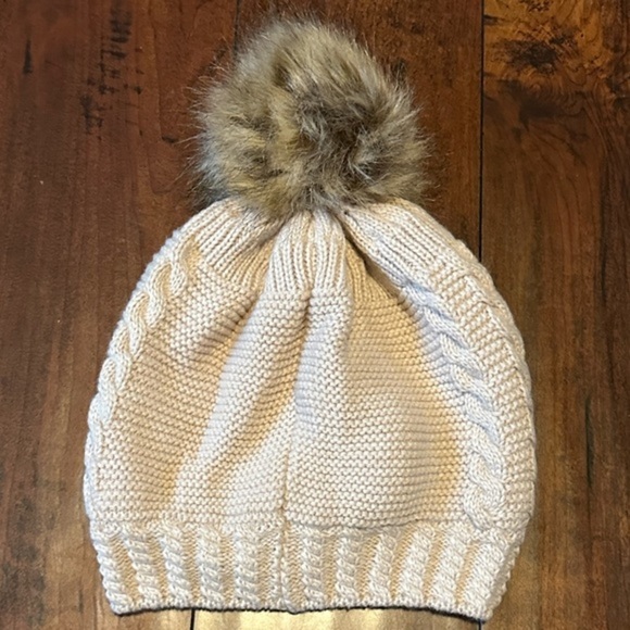C&K fur Sherpa Pom beanie hat with faux pearl embellishment & fleece lining - Picture 2 of 4